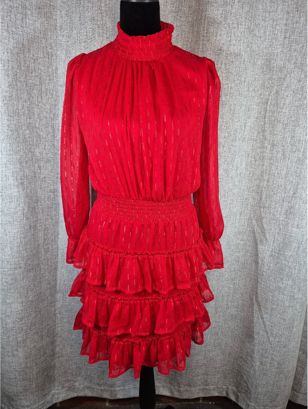 rare editions holiday dresses | | Rare Editions Girls Size 6 Red Metallic Tiered Ruffle Dress sparkle lace